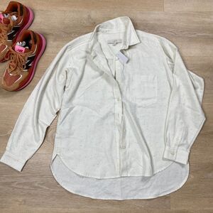 NWT Loft Button Up Confetti Cream Blouse Women's‎ S